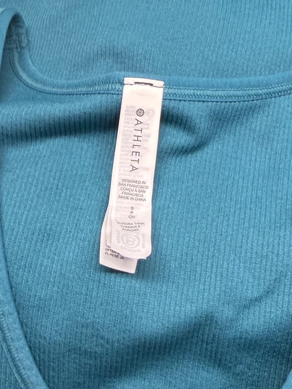 Athleta Aurora Ribbed V Neck Tank Top Deep Teal Sleeveless Stretch Small - Picture 6 of 9